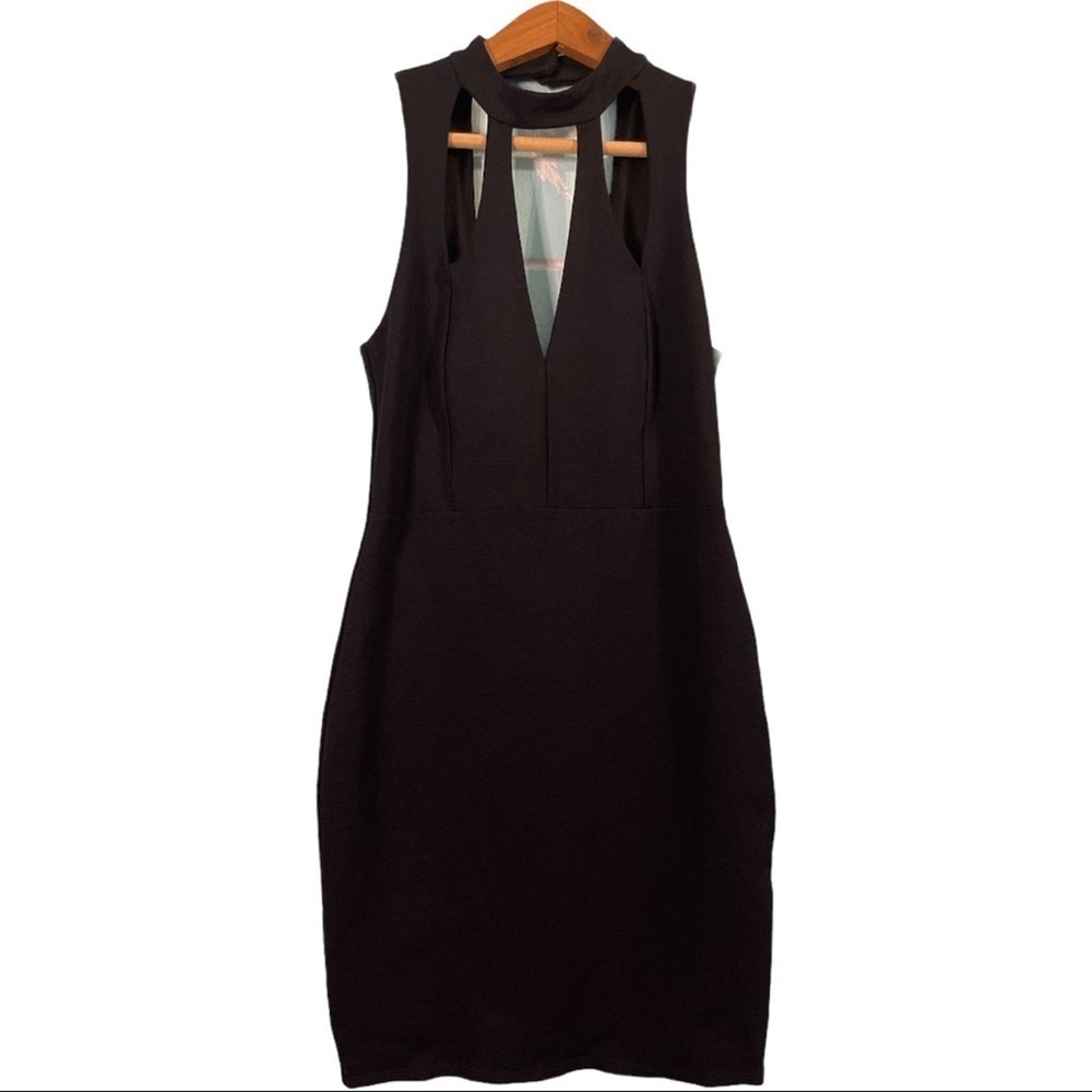 Lulu’s Mini Black Dress Mock Neck Bodycon